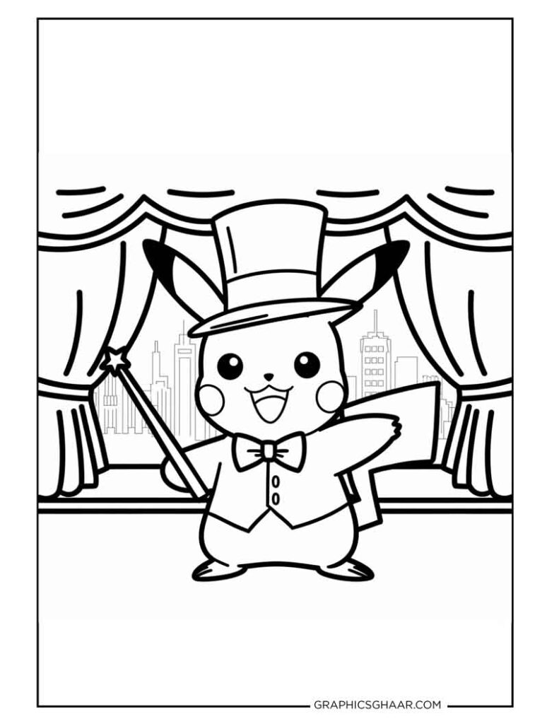  Pikachu dressed as magician Coloring book