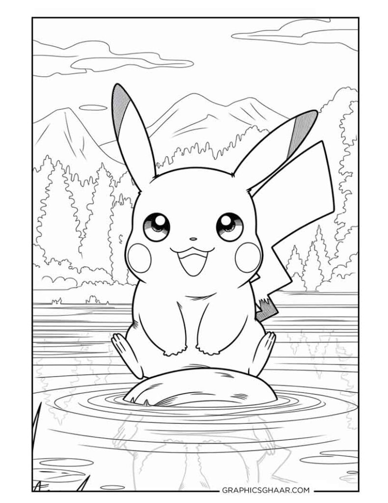 Kawaii pikachu coloring pages