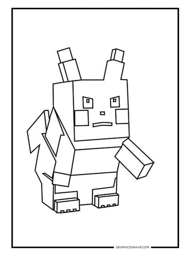 MineCraft Pikachu Coloring Sheet