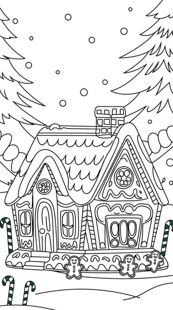Basic Gingerbread House coloring page for Kids