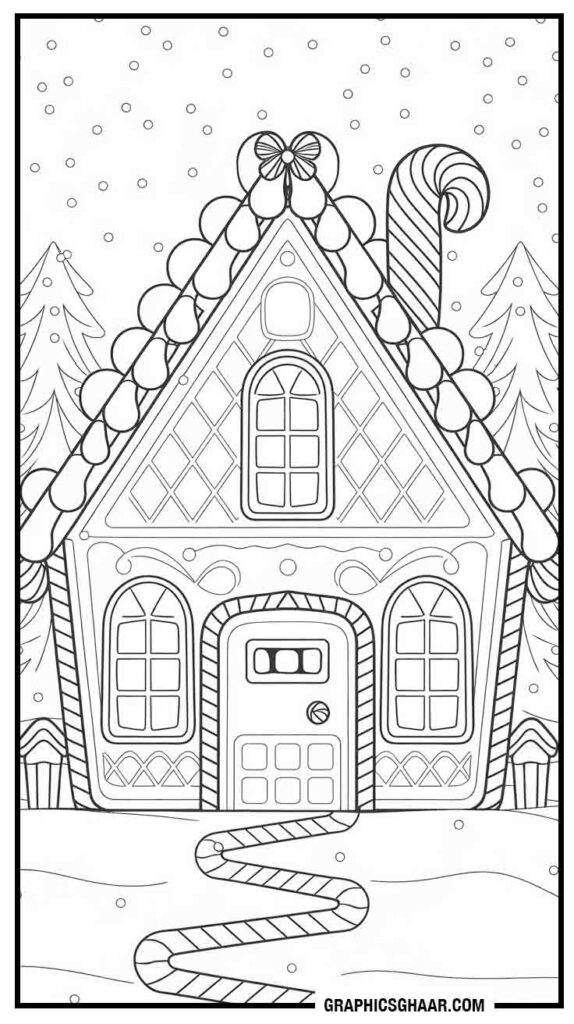 Easy Outline of a Gingerbread House for Toddlers