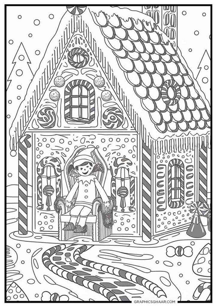 Gingerbread House with Elf on the Shelf