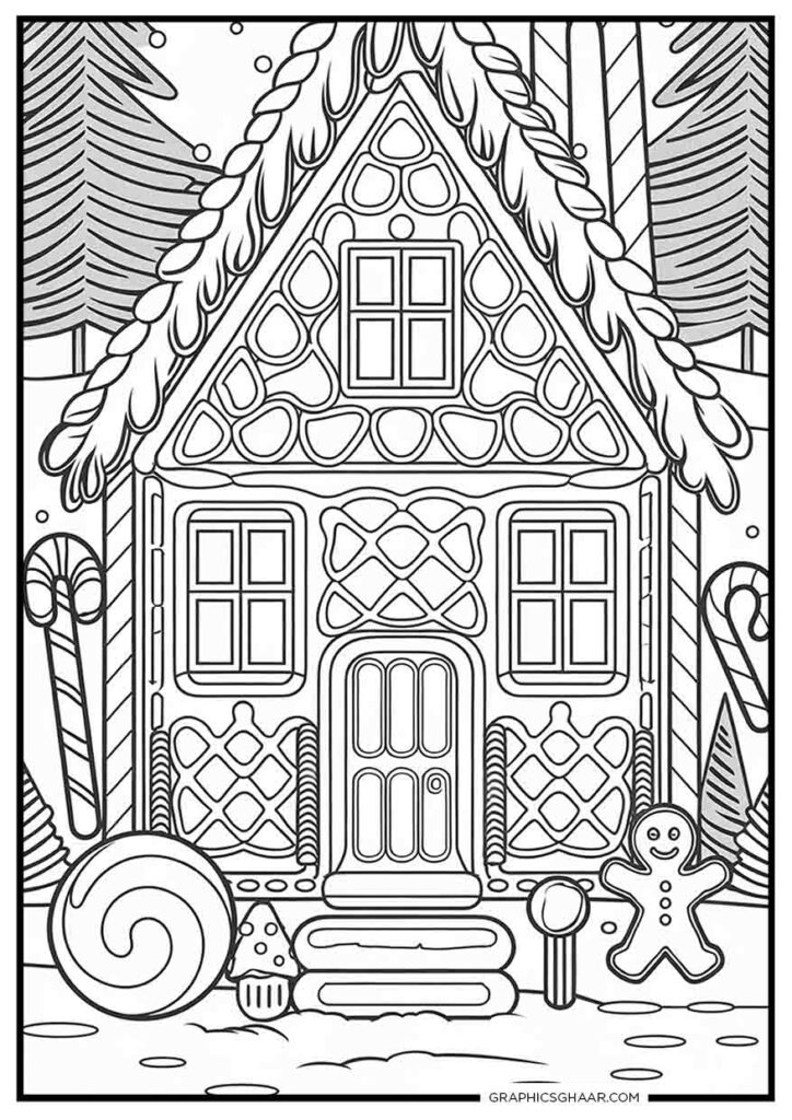 Gingerbread House with Icing Swirls