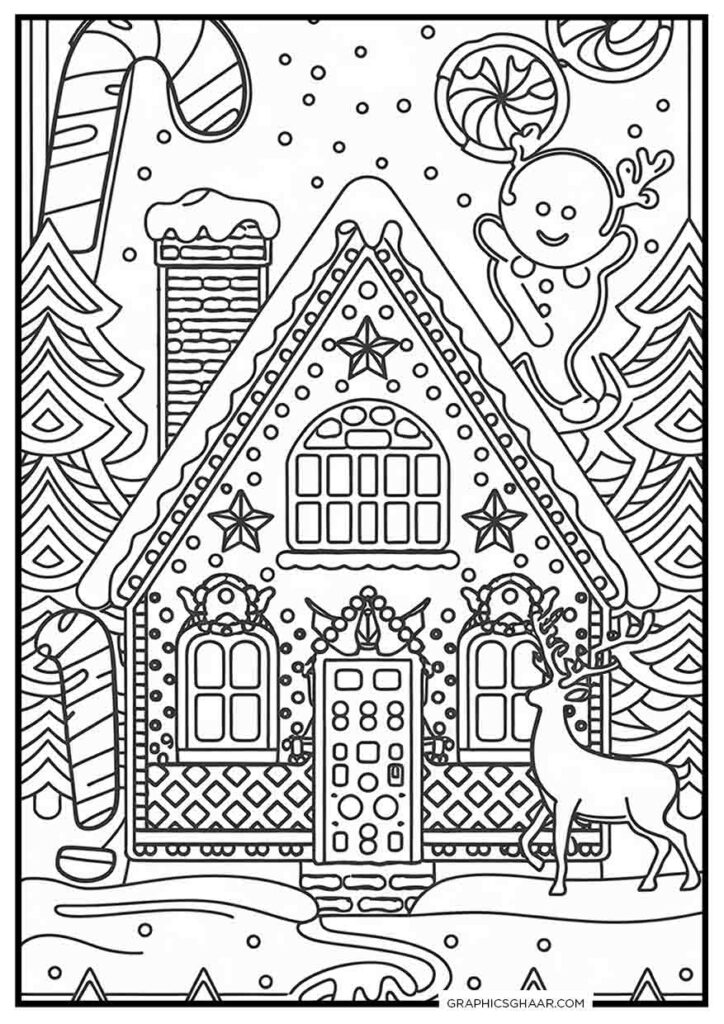 Gingerbread House with Reindeer