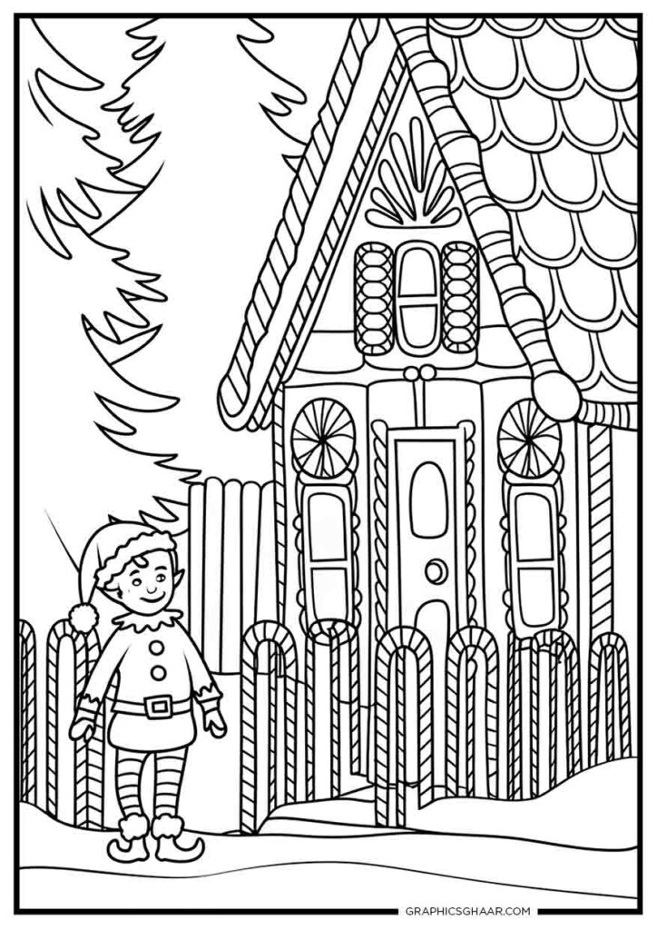 GingerBread With Elf Coloring Book