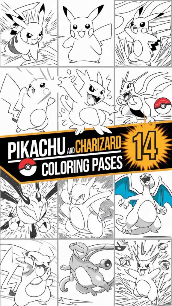 Pikachu and Charizard Coloring Sheet