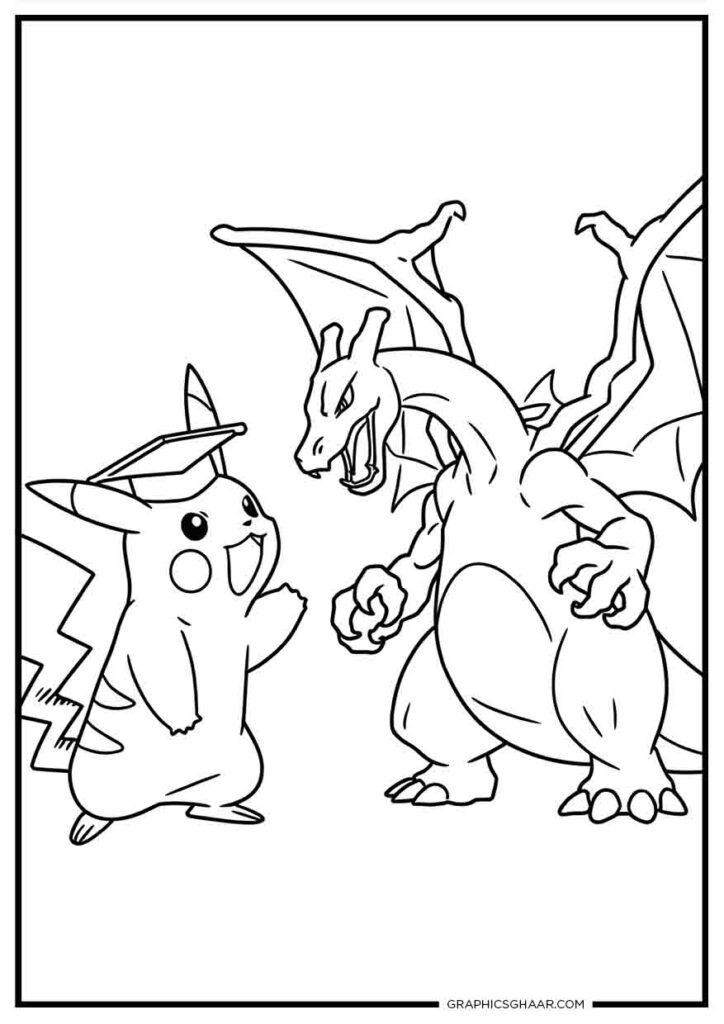 Pikachu and Mega Charizard Battle