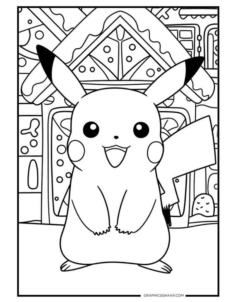 Pikachu in Gingerbread House