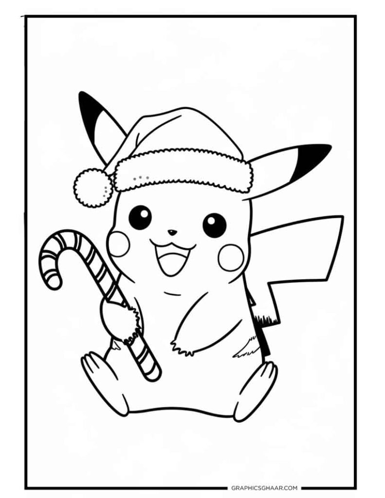Pikachu Holding Candy Cane