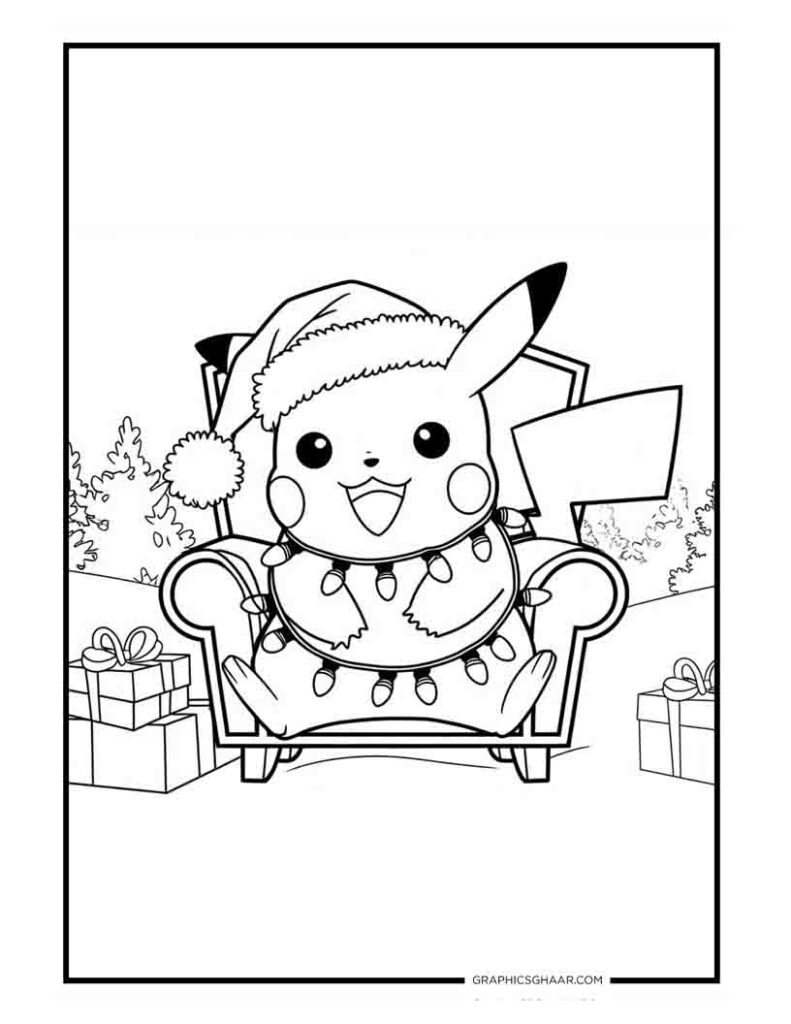 Pikachu With christmas Lights on