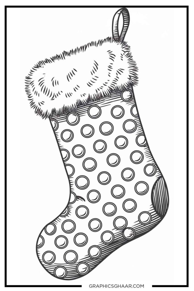 Polka Dot Stocking coloring sheets for kids