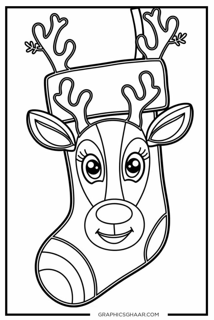 Reindeer Themed Stocking Coloring book for Kids