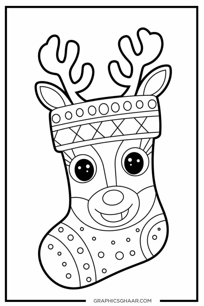 Reindeer Themed Stocking Coloring book for Kids