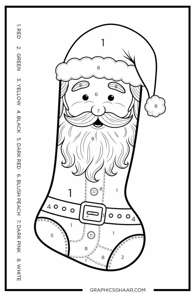 Santa-Themed Stocking Coloring Pages