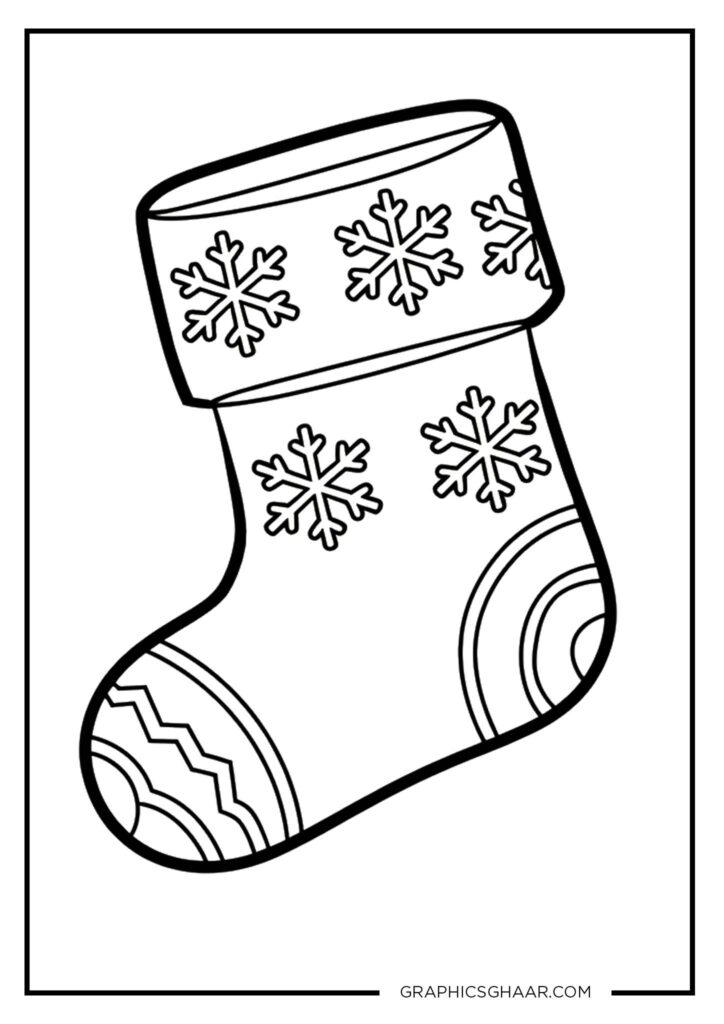 Simple Stocking with Snowflakes christmas Pattern