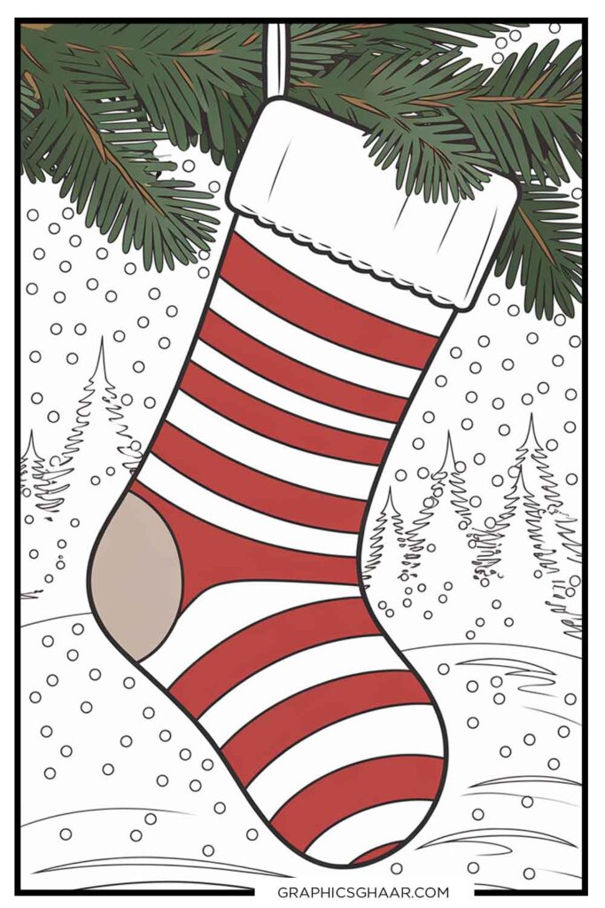 Striped Stocking coloring pages for kids