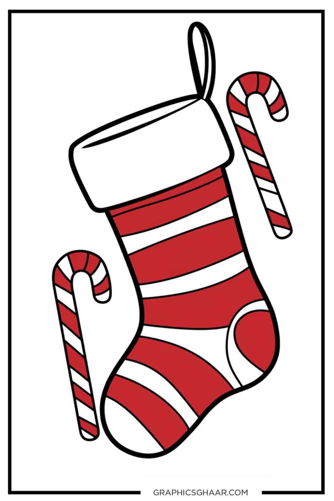 Striped Stocking coloring sheet