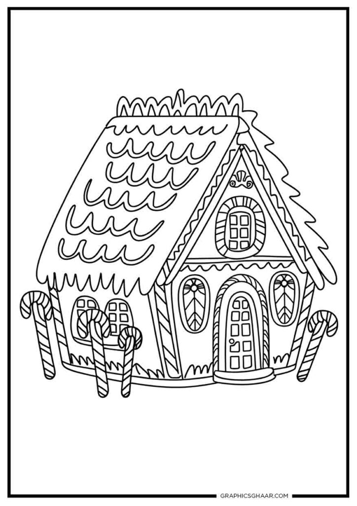 Gingerbread House and Candy Cane Coloring