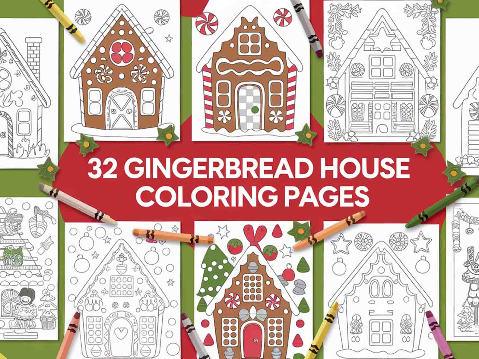 Gingerbread house coloring pages for kids