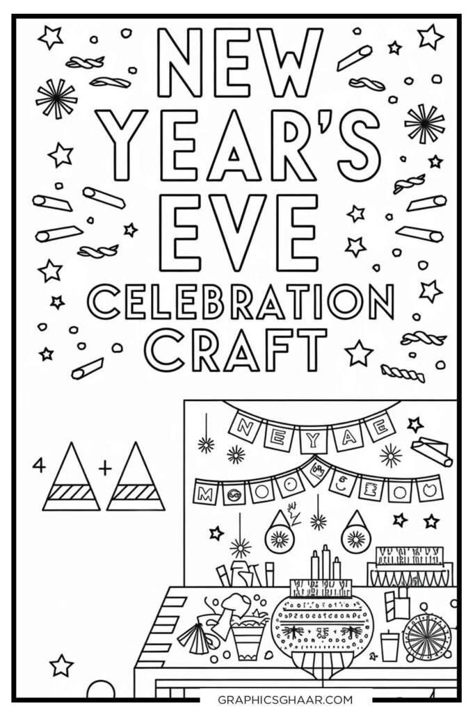 New Year Celebration Crafts Coloring Sheet