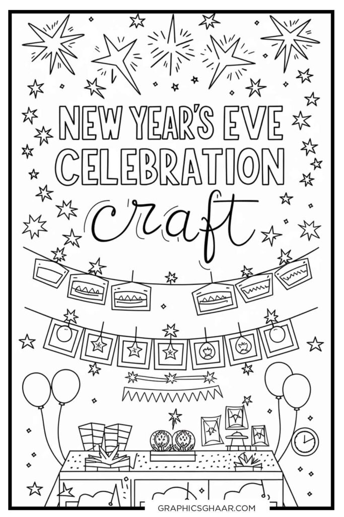 New Year Celebration Crafts Coloring Pages for Kids