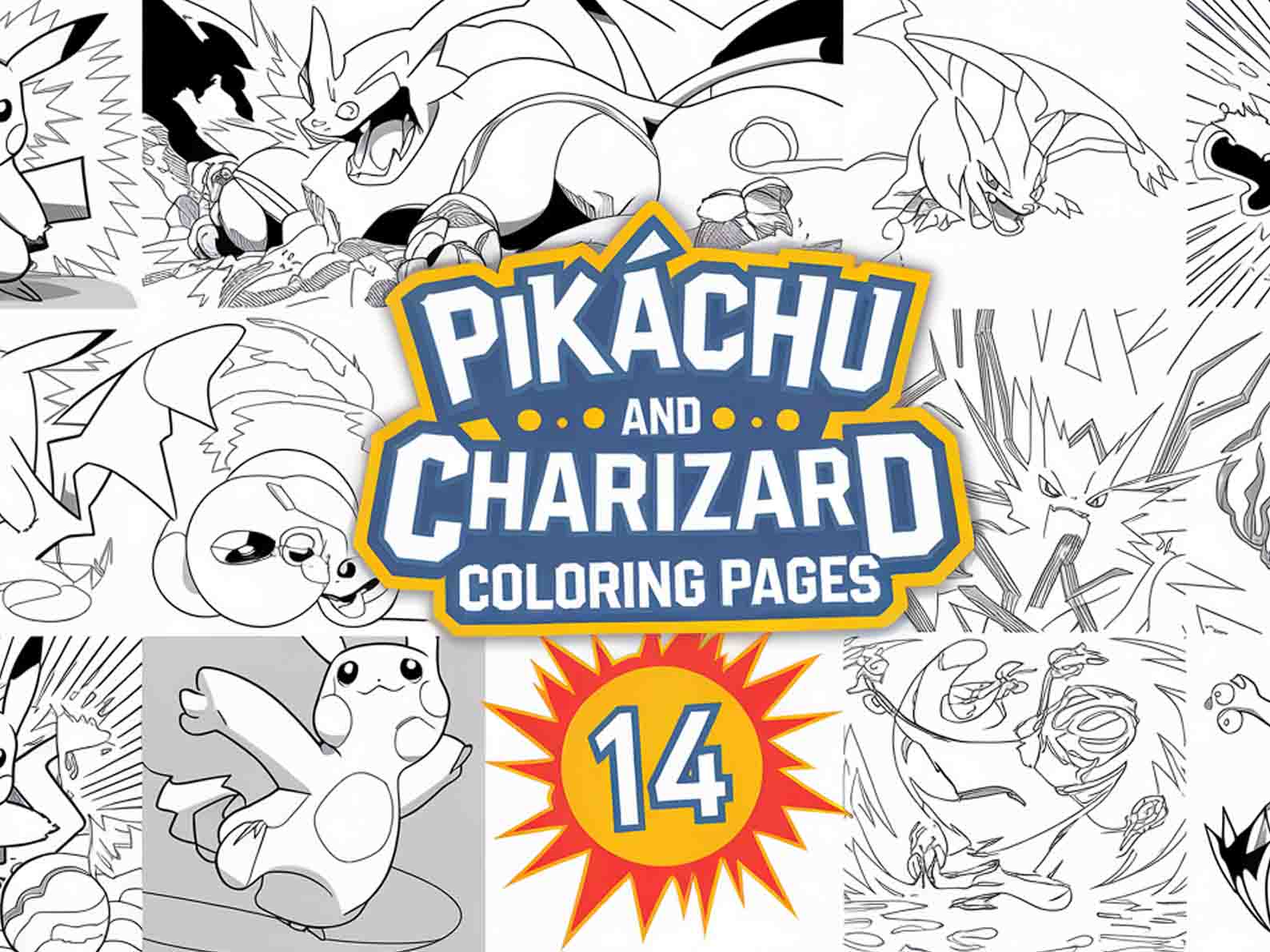 pikachu and charizard coloring sheet free
