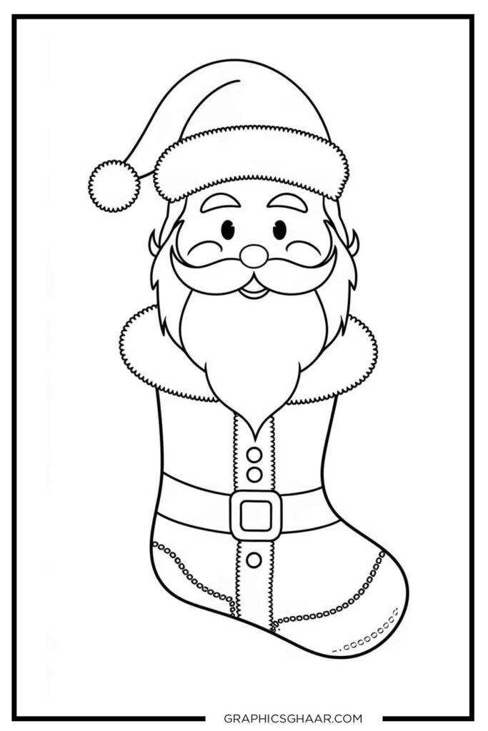 Santa-Themed Stocking Coloring Pages