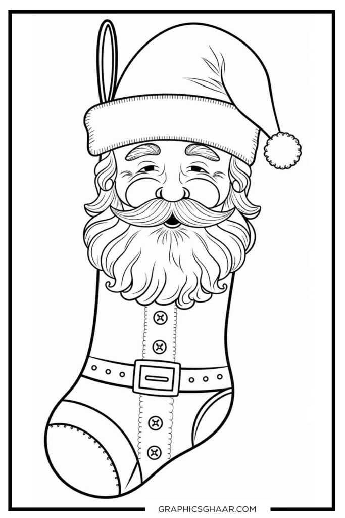 Santa-Themed Stocking Coloring sheet