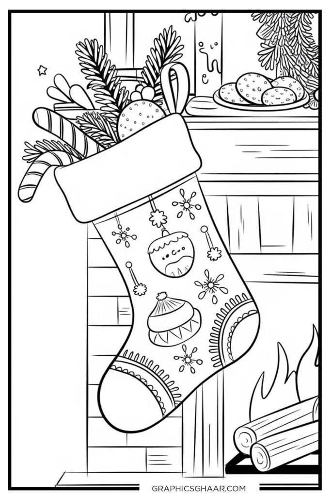 Stocking Full of Toys Coloring Pages PDF