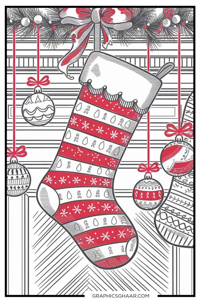 Stocking with Ornaments Coloring Book